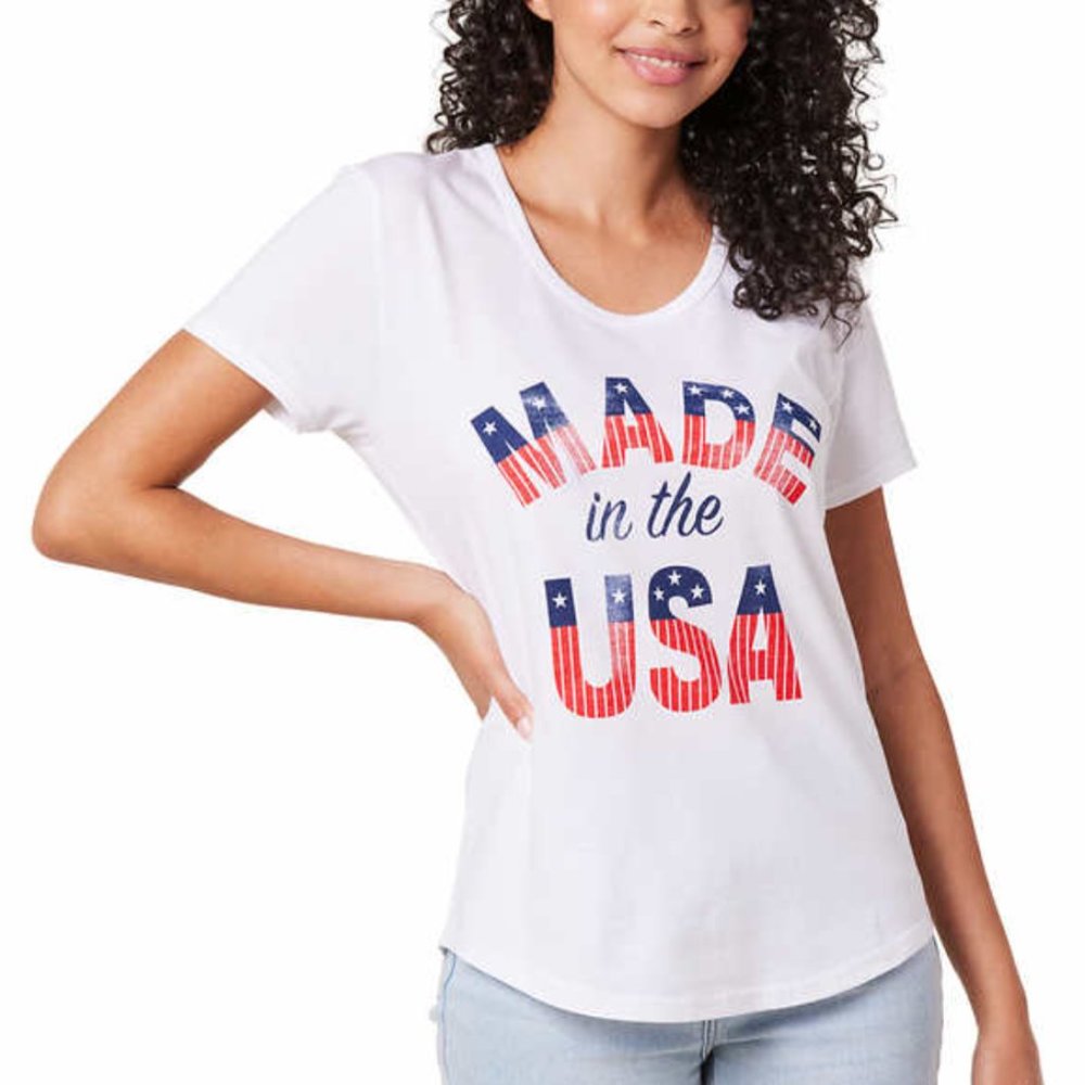 New! General Standard Ladies' women Americana Tee XL X-Large White nwt!